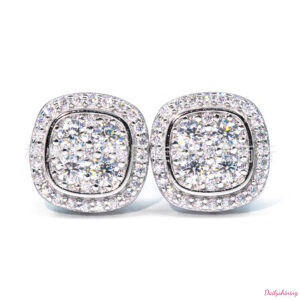 Moissanite Earrings Mens – Full Pave Square Stud Earrings