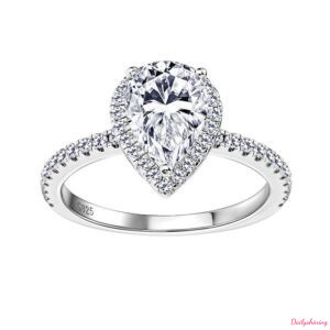 2 carat moissanite ring Pear Cut design