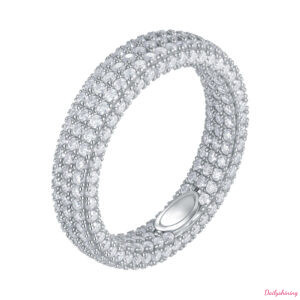 Mens Moissanite Rings – Star Woven Full Pave Eternity Band