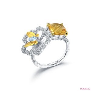 Butterfly Ring – S925 Silver Natural Citrine Open Ring
