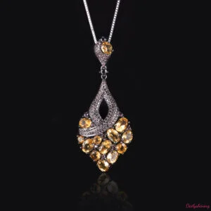 Citrine Necklace – Nature Inspired Sterling Silver Statement Pendant