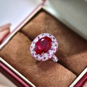 Lab Created Ruby Earrings – 7.5CT Halo Statement ring