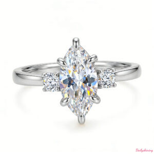 Marquise Moissanite Ring – 2ct Elegant Three Stone Ring