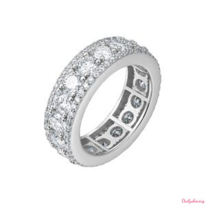 Mens Moissanite Ring – Full Pavé Eternity Band 925 Sterling Silver Statement Ring
