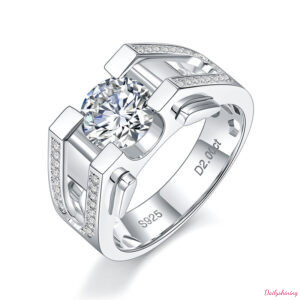 Mens Moissanite Rings – 2CT Statement Ring