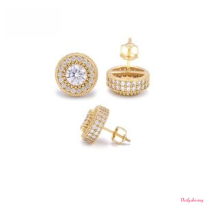 Moissanite Earrings for Men – Round Halo Stud Earrings