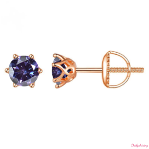 Colorful Round Cut 925 Sterling Silver Stud Earrings
