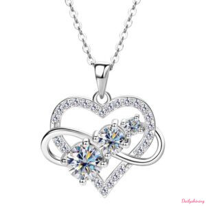 Moissanite Heart Necklace 925 Sterling Silver Pendant