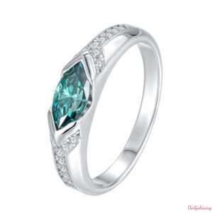 Moissanite Marquise Ring – Blue Marquise Cut Silver Ring