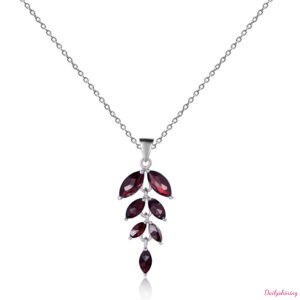 Crystal Necklace – Cluster Leaf Design