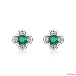 Classic Clover Lab-Grown Emerald Earrings