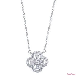 Four Leaf Clover Necklace – Moissanite Sterling Silver Lucky Pendant