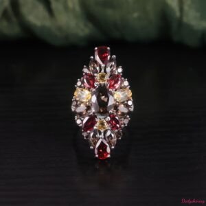 Vintage Multicolor Gemstone Cocktail Ring