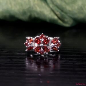 Floral Cluster Natural Garnet Cocktail Ring