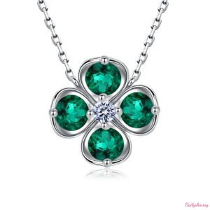 Four Leaf Clover Necklace – Lab Grow Emerald