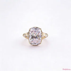 10CT Cushion Cut Moissanite Engagement Ring – Gold Plated S925 Silver
