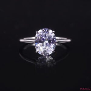 3CT Oval Moissanite Engagement Ring – Solitaire 4-Prong Setting in S925 Sterling Silver