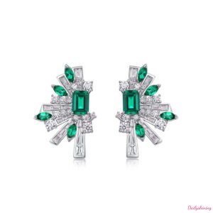 Starburst Lab-Grown Emerald Earrings