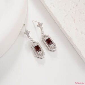 Vintage 925 Silver Drop Earrings: Natural Gemstone