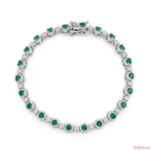 Halo Lab-Grown Emerald Bracelet